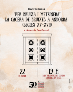Cartel de conferencia sobre la cacería de brujas en Andorra