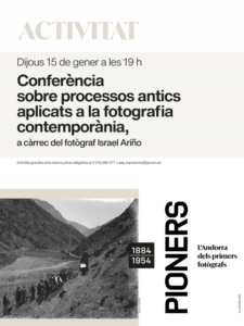 Cartel de la conferencia sobre fotografía y procesos antiguos en Andorra