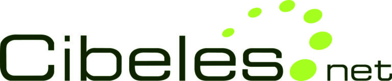 Logotipo de Cibeles.net con texto y puntos verdes