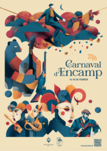 Cartel del Carnaval d'Encamp 2026 con personajes y elementos festivos
