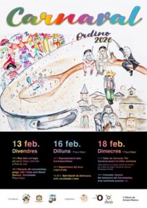 Cartel del Carnaval d'Ordino 2026 con actividades y celebraciones