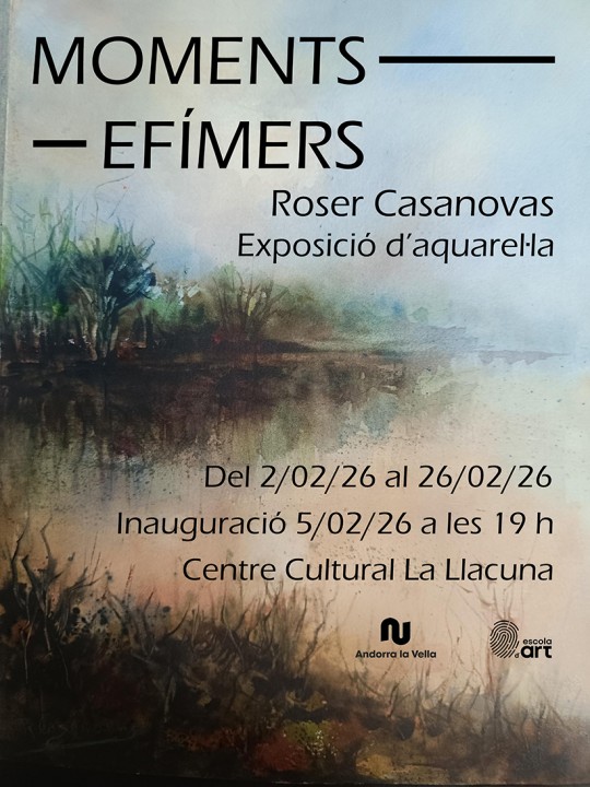 Cartel de la exposición de acuarelas de Roser Casanovas en Andorra la Vella