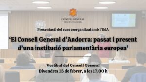 Presentación sobre el Consell General d'Andorra en un evento educativo
