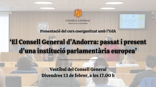 Presentación sobre el Consell General d'Andorra en un evento educativo
