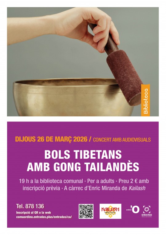 Una mano golpeando un bol tibetano en un concierto