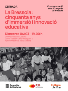 Cartel de la conferencia sobre la Bressola y su trayectoria educativa