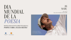 Cartel del Dia Mundial de la Poesia en Encamp con imagen de un actor