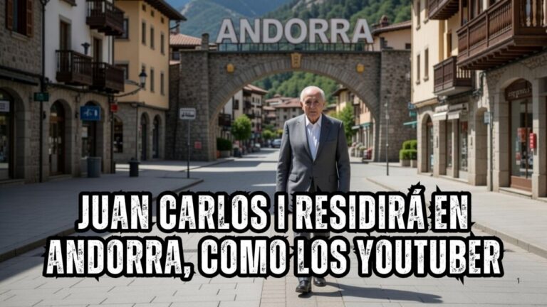 Juan Carlos I caminando en Andorra con un letrero de fondo