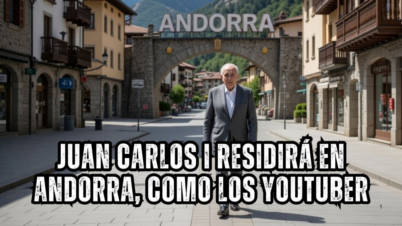 Juan Carlos I caminando en Andorra con un letrero de fondo