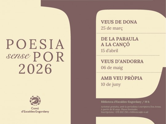 Cartel de actividad poética sobre voces femeninas en Escaldes-Engordany