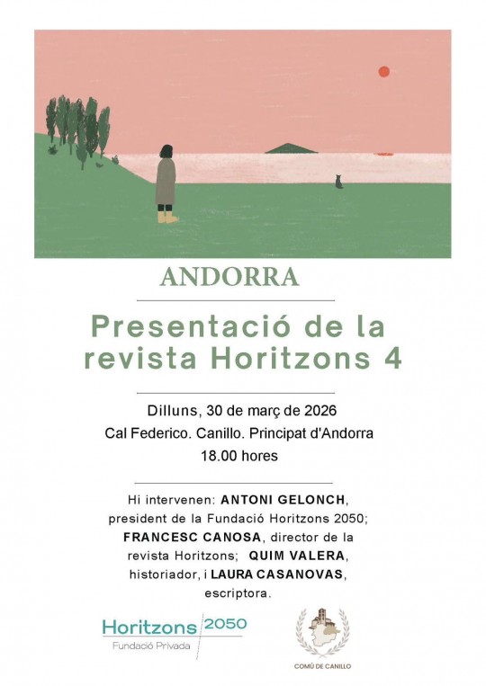 Cartel de la presentación de la revista Horitzons 4 en Canillo