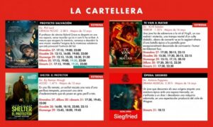 Cartellera de pel·lícules dels Cinemes Illa Carlemany d'Escaldes-Engordany.