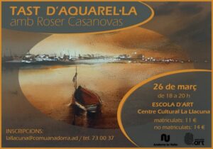 Cartel del taller de acuarela con Roser Casanovas en Andorra la Vella.