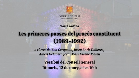 Cartel de la taula rodona sobre el procés constituent a Andorra la Vella