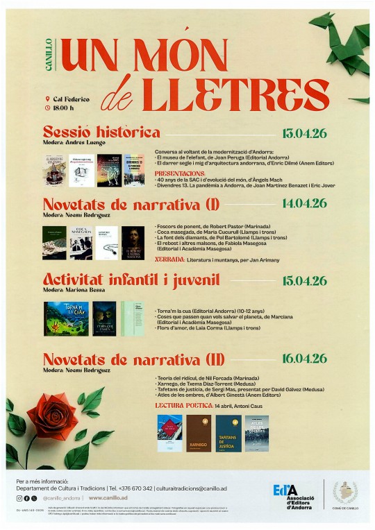 Cartel del ciclo literario Un món de lletres en Canillo