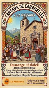Grupo de personas cantando en la plaza de la iglesia de La Massana