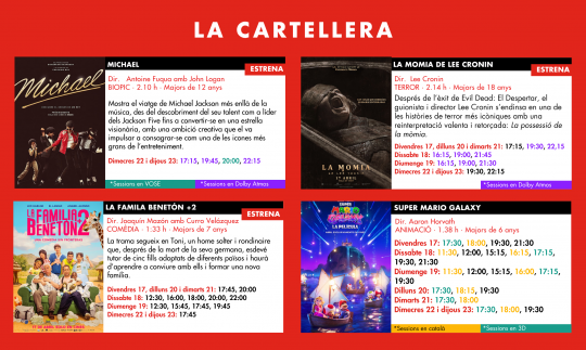 Cartellera de películas en Cinemes Illa Carlemany de Escaldes-Engordany