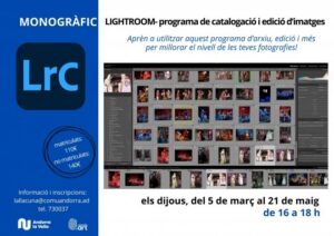 Cartel del curso de Lightroom en Andorra la Vella con imágenes de edición