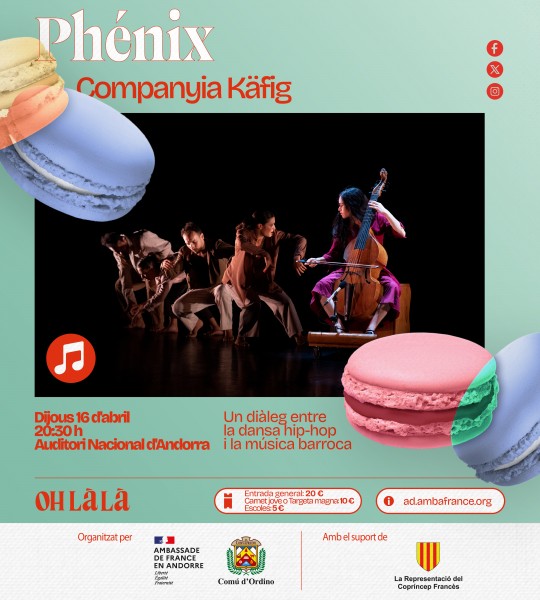 Espectacle de dansa Phénix amb ballarins i viola da gamba