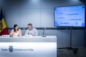 Rueda de prensa sobre la Festa Major d'Andorra la Vella con artistas locales.