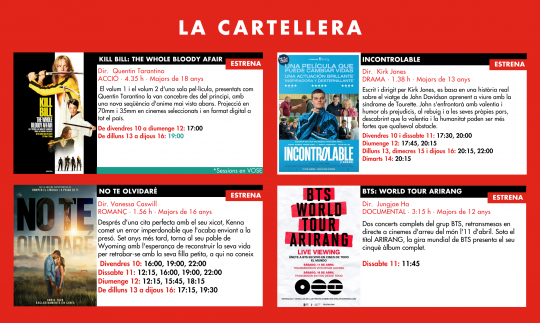 Cartellera de pel·lícules dels Cinemes Illa Carlemany a Escaldes-Engordany