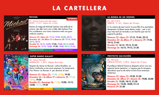 Cartellera de films del Cine Illa Carlemany d'Escaldes-Engordany