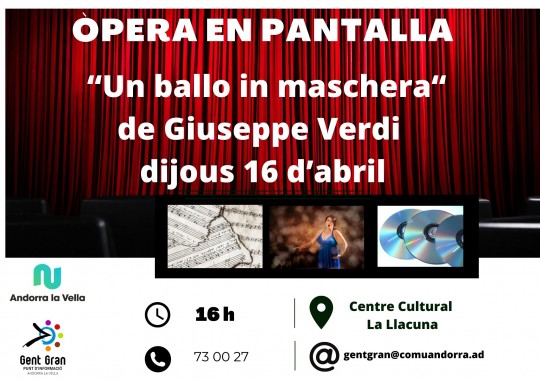 Cartel de la proyección de la ópera Un ballo in maschera de Verdi
