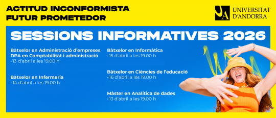 Cartel de sesión informativa sobre el bàtxelor en Ciències de l'educació en Andorra