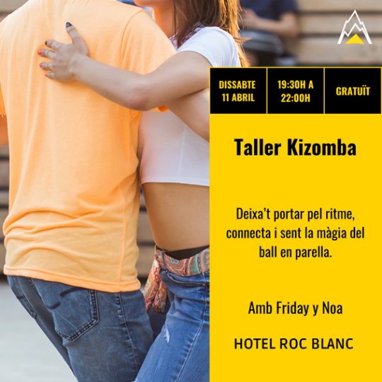 Pareja bailando Kizomba en un taller en Andorra