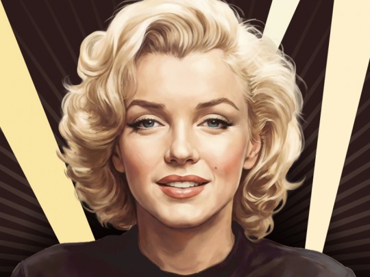 Retrato de Marilyn Monroe en una exposición sobre su vida y carrera