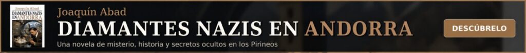 Banner promocional de la novela Diamantes Nazis en Andorra