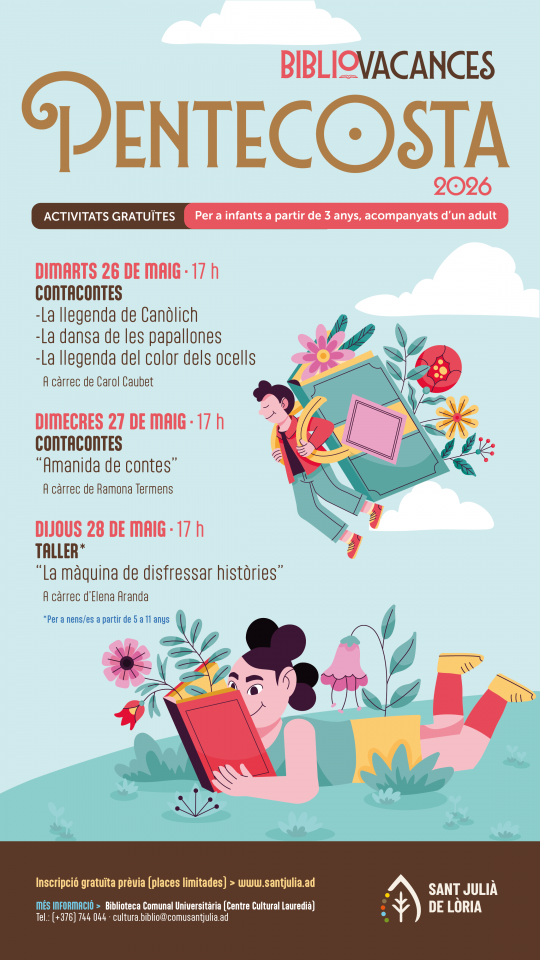 Cartel de Bibliovacances de Pentecosta en Sant Julià de Lòria
