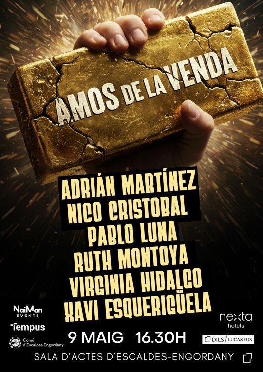 Cartel promocional de la conferencia AMOS DE LA VENDA en Escaldes-Engordany