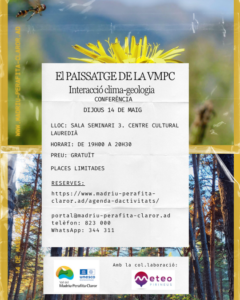 Cartel de la conferencia sobre clima y geología en Andorra