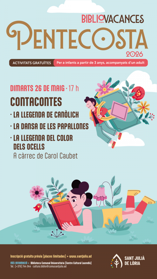 Cartel del contacontes en la Biblioteca del Centre Cultural Lauredià