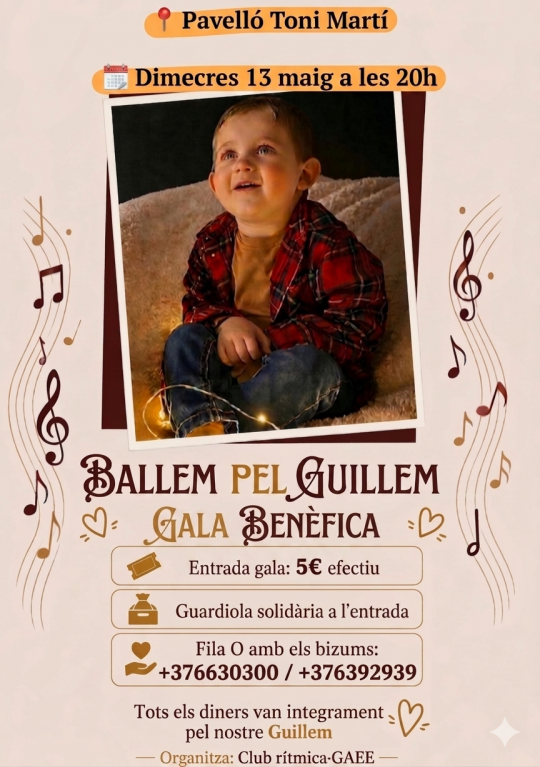 Cartel de la gala benèfica Ballem pel Guillem en Andorra la Vella