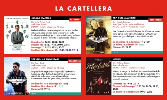 Cartellera de pel·lícules dels Cinemes Illa Carlemany d'Escaldes-Engordany