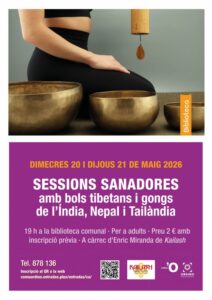 Mujer participando en una sesión terapéutica con bols tibetanos y gongs