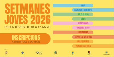 Cartel de las Setmanes Joves 2026 con actividades para jóvenes de 10 a 17 años