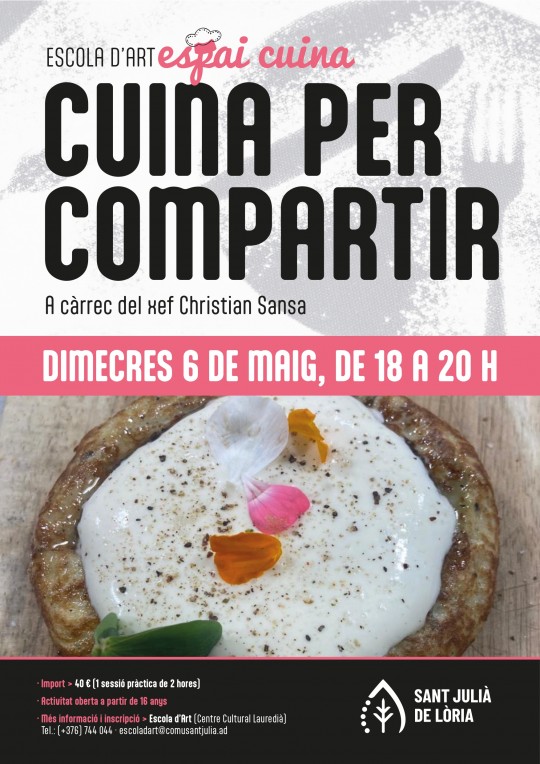 Cartel del taller de cocina con el chef Christian Sansa en Sant Julià de Lòria