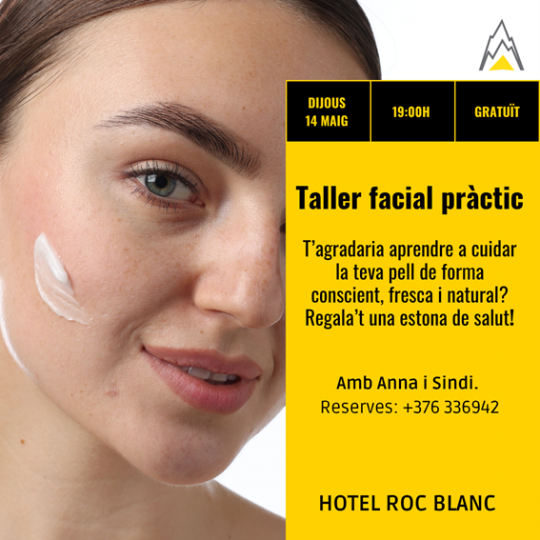 Mujer aplicando crema facial en su piel en un taller práctico.