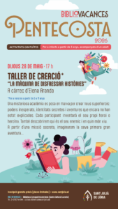 Cartel del taller infantil de superhéroes en Sant Julià de Lòria
