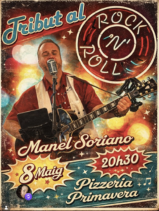 Cartel del concierto Tribut al Rock&Roll en Pizzeria Primavera con Manel Soriano