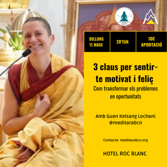 Guen Kelsang Lochani durante la xerrada sobre motivació i felicitat