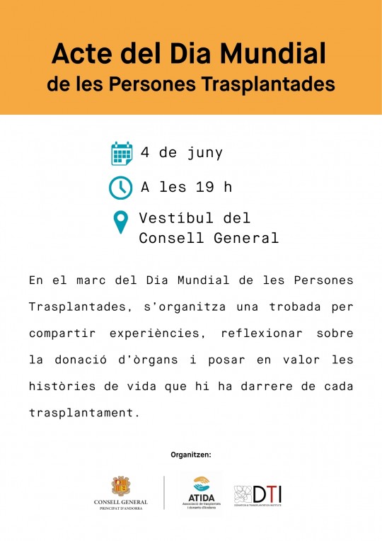 Cartel del acto del Día Mundial de las Personas Trasplantadas en Andorra la Vella