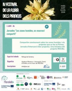 Cartel del Festival de la Flora del Pirineu sobre zonas humides en Ordino
