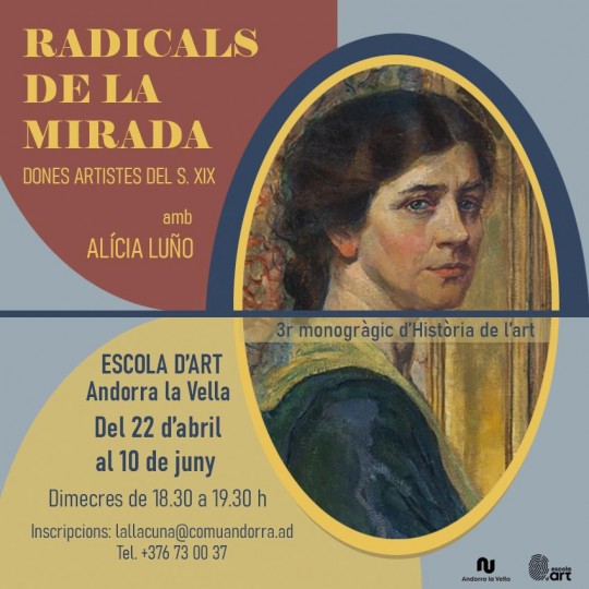 Cartel del ciclo de arte sobre mujeres artistas del siglo XIX en Andorra la Vella